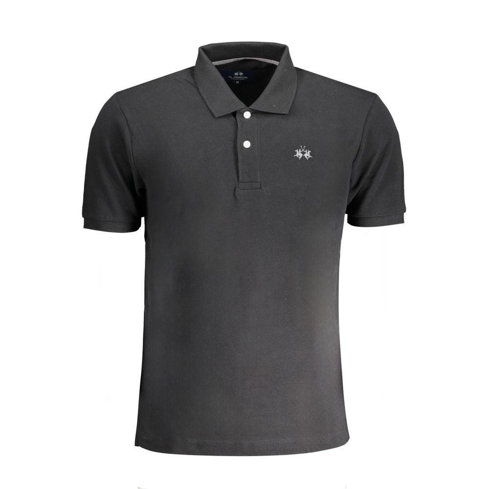 La Martina Black Cotton Men's Polo Shirt La Martina