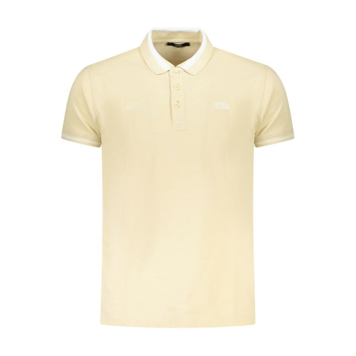 Cavalli Class Beige Cotton Men Polo Shirt Cavalli Class