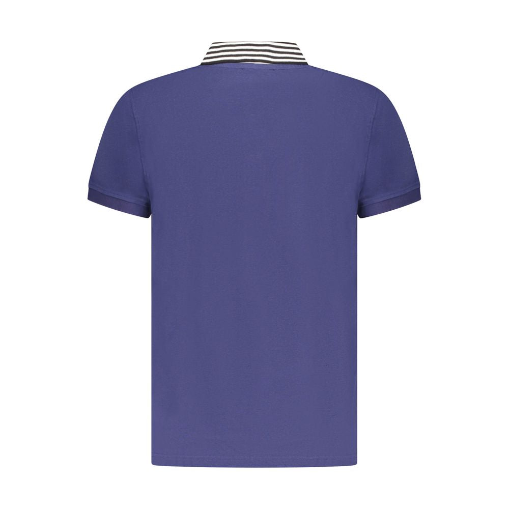Cavalli Class Blue Cotton Men Polo Shirt Cavalli Class