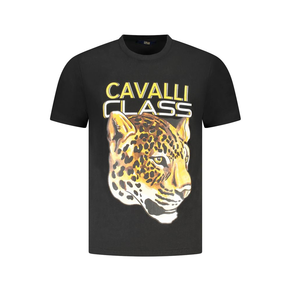 Cavalli Class Black Cotton Men T-Shirt Cavalli Class