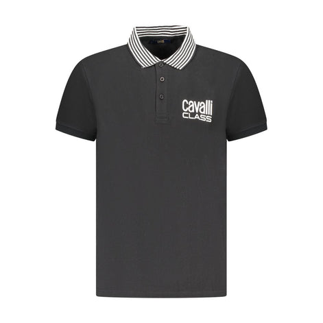 Cavalli Class Black Cotton Men Polo Shirt Cavalli Class