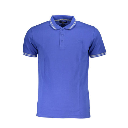 Cavalli Class Blue Cotton Men Polo Shirt Cavalli Class
