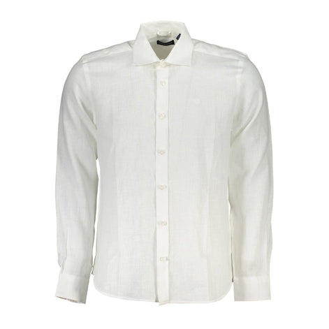 North Sails White Linen Men Shirt North Sails
