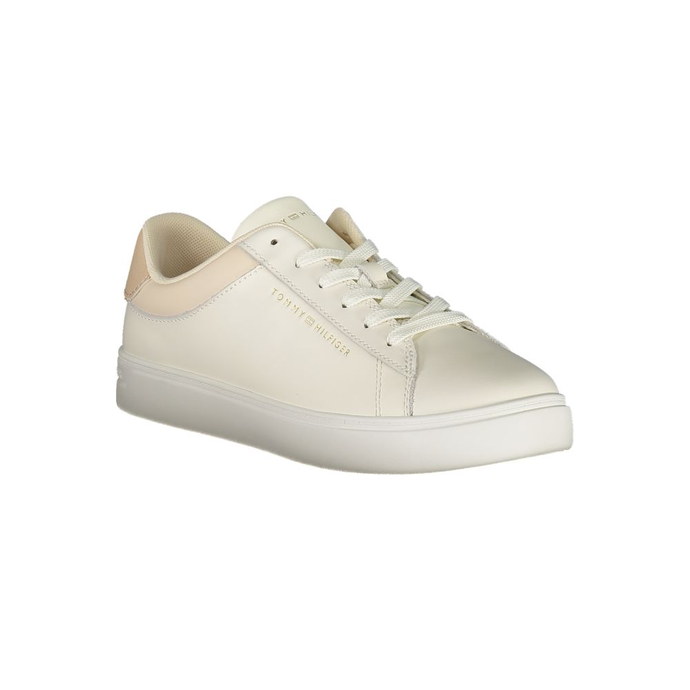 Tommy Hilfiger Beige Leather Women Sneaker Tommy Hilfiger