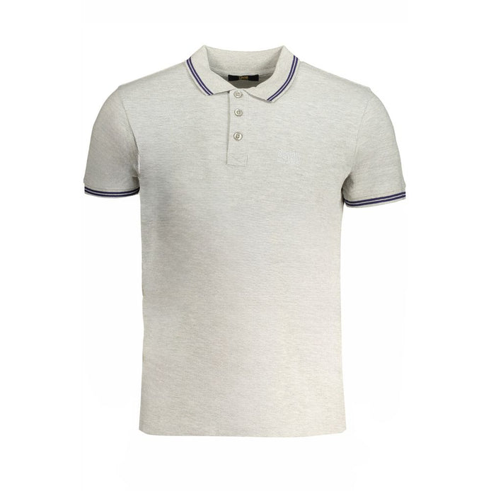 Cavalli Class Grigio Cotton Men Polo Shirt Cavalli Class