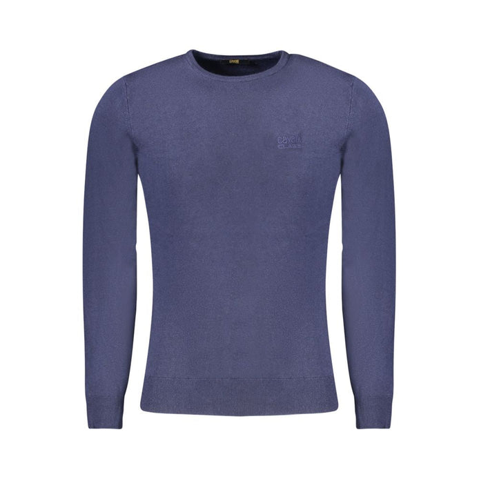 Cavalli Class Blu Viscosa Men Sweater Cavalli Class