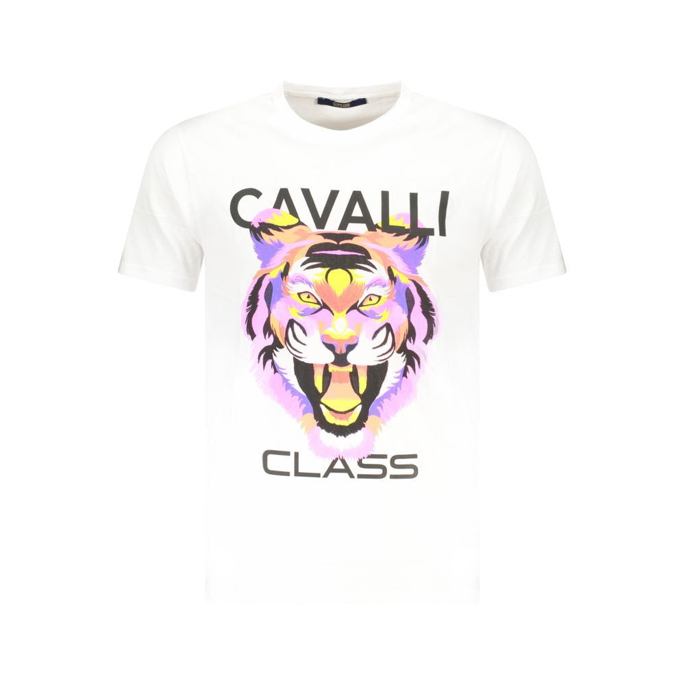 Cavalli Class Bianco Cotton Men T-Shirt Cavalli Class