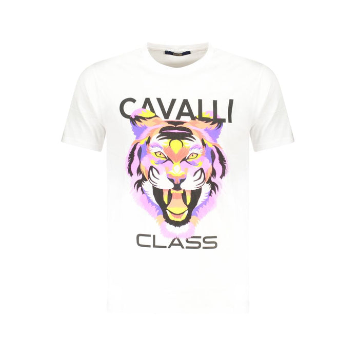 Cavalli Class Bianco Cotton Men T-Shirt Cavalli Class