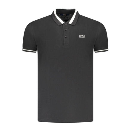 Cavalli Class Black Cotton Men Polo Cavalli Class