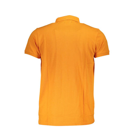 Cavalli Class Orange Cotton Men Polo Shirt Cavalli Class