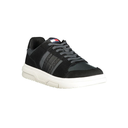 Tommy Hilfiger Black Leather Men Sneaker Tommy Hilfiger