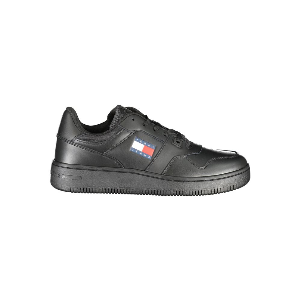 Tommy Hilfiger Black Leather Men Sneaker Tommy Hilfiger