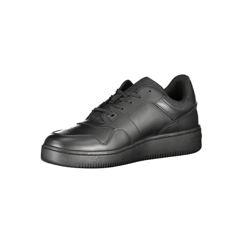 Tommy Hilfiger Black Leather Men Sneaker Tommy Hilfiger