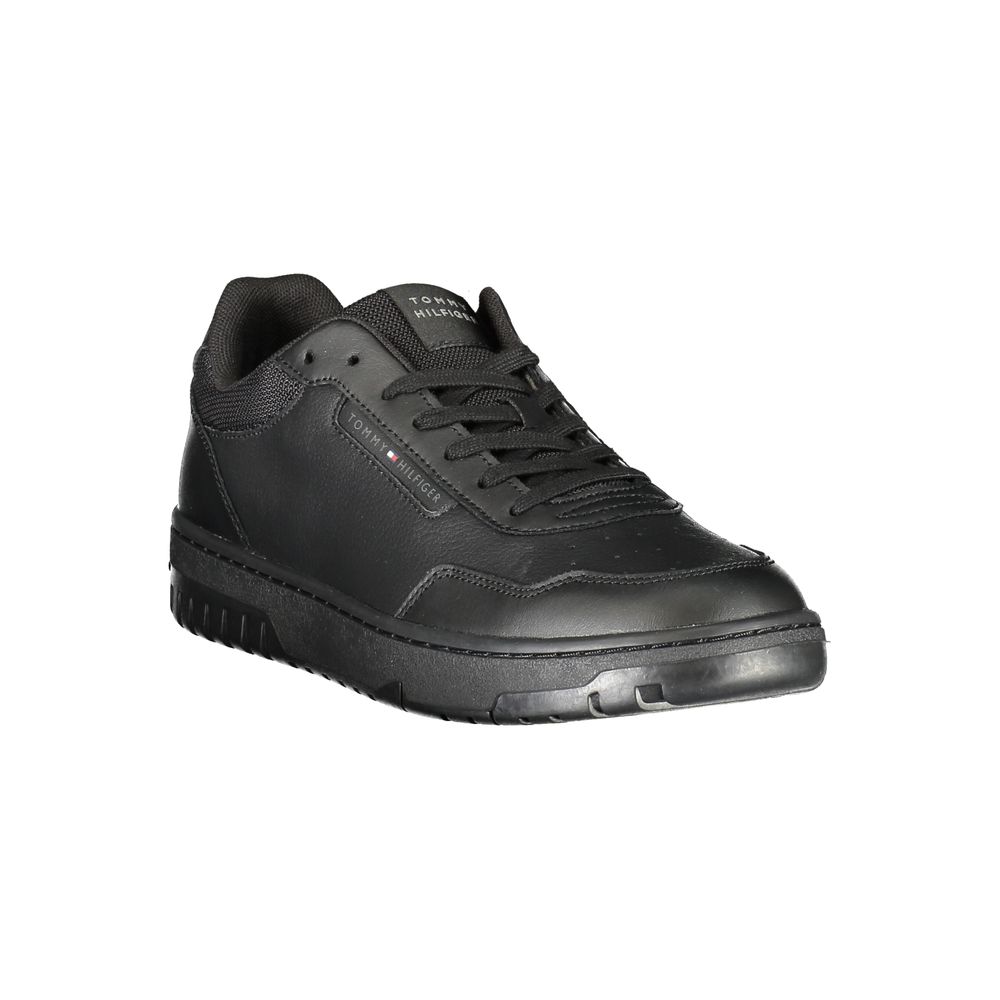 Tommy Hilfiger Black Leather Men Sneaker Tommy Hilfiger