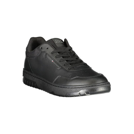 Tommy Hilfiger Black Leather Men Sneaker Tommy Hilfiger