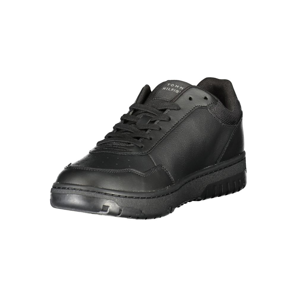 Tommy Hilfiger Black Leather Men Sneaker Tommy Hilfiger