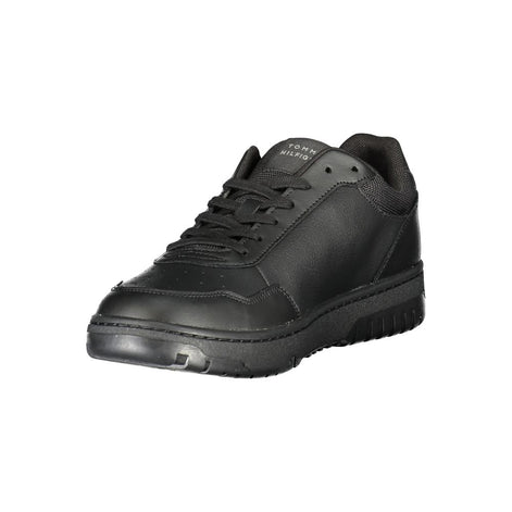 Tommy Hilfiger Black Leather Men Sneaker Tommy Hilfiger