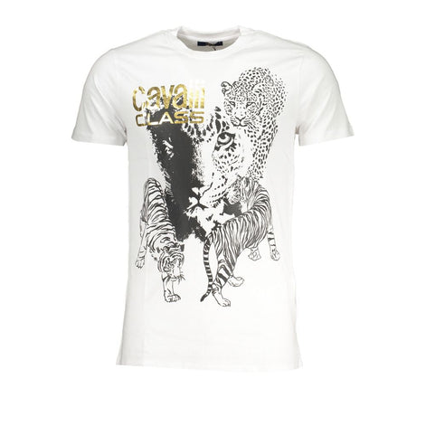 Cavalli Class Bianco Cotton Men T-Shirt Cavalli Class