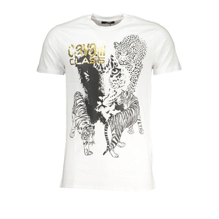 Cavalli Class Bianco Cotton Men T-Shirt Cavalli Class