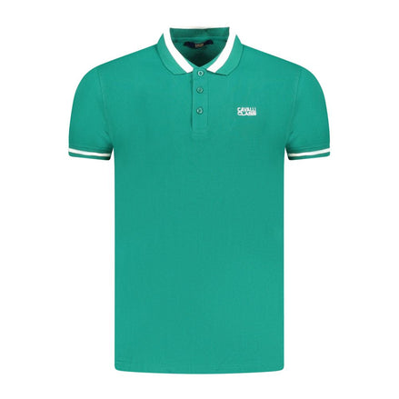 Cavalli Class Green Cotton Men Polo Shirt Cavalli Class