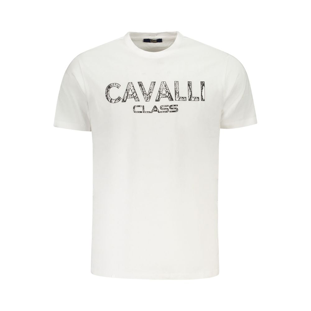 Cavalli Class Bianco Cotton Men T-Shirt Cavalli Class