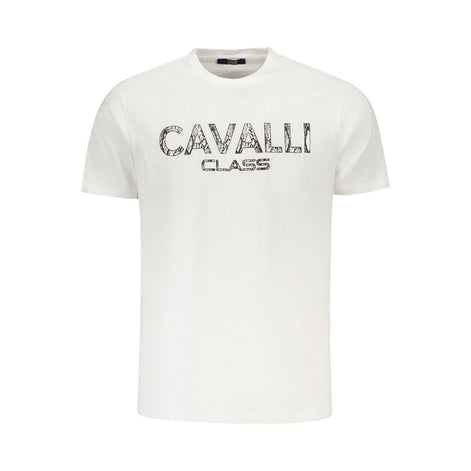 Cavalli Class Bianco Cotton Men T-Shirt Cavalli Class