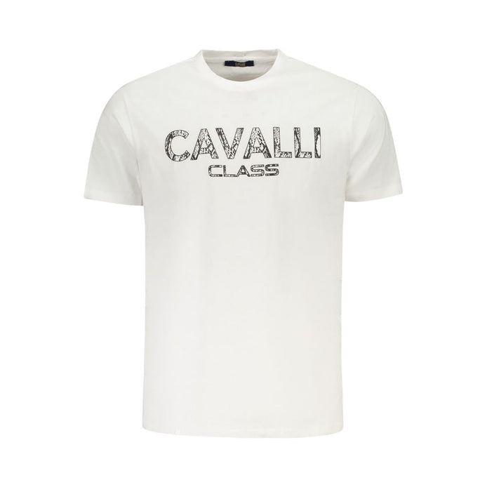 Cavalli Class Bianco Cotton Men T-Shirt Cavalli Class