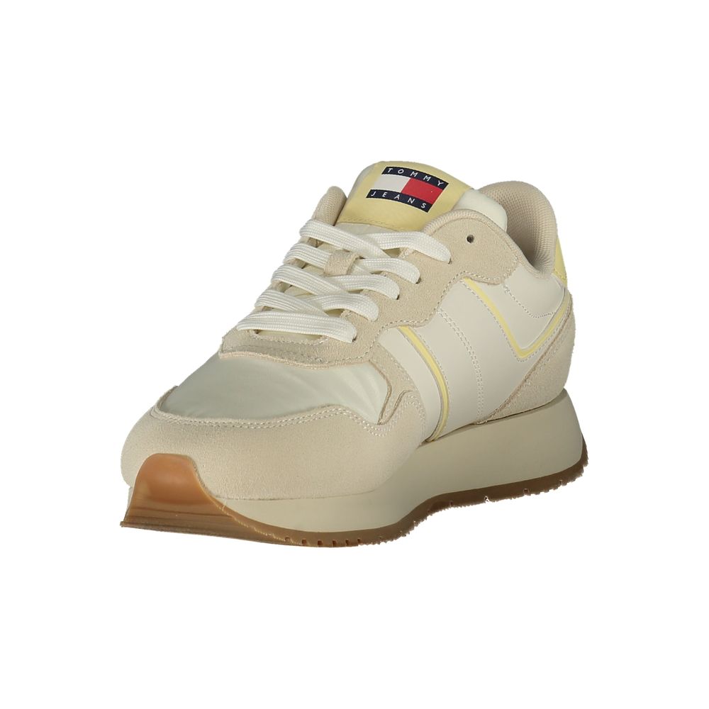 Tommy Hilfiger Beige Leather Women Sneaker Tommy Hilfiger