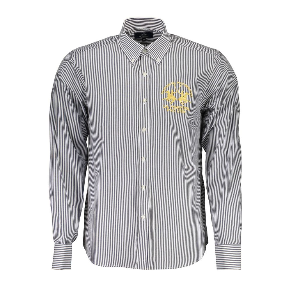 La Martina Blu Cotton Men Shirt La Martina