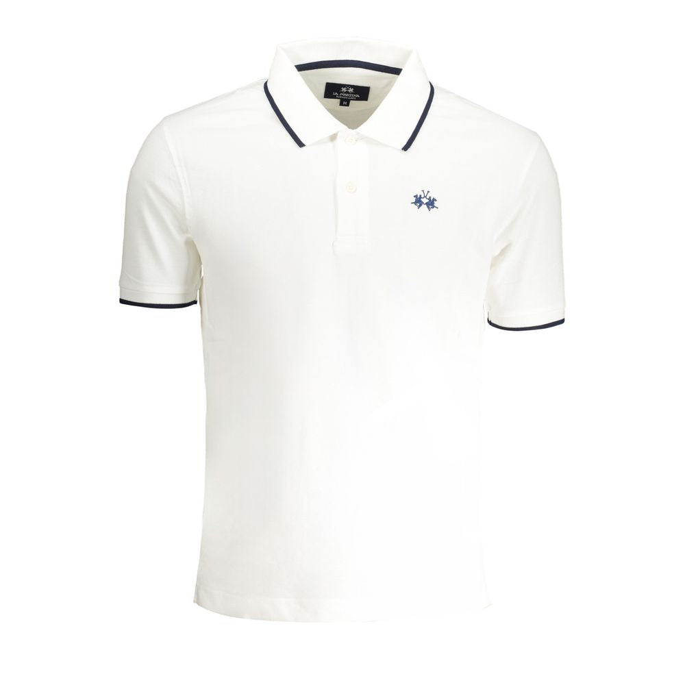 La Martina White Cotton Men Polo Shirt La Martina