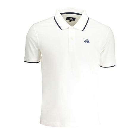 La Martina White Cotton Men Polo Shirt La Martina