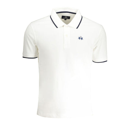 La Martina White Cotton Men Polo Shirt La Martina