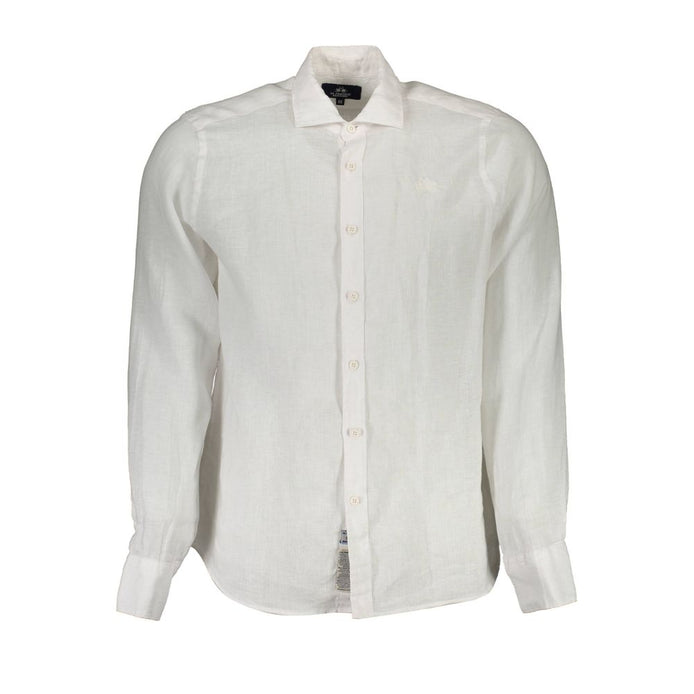 La Martina Bianco Linen Mens Shirt La Martina
