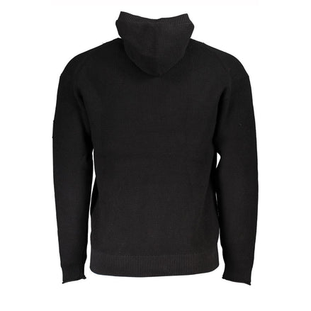 Calvin Klein Black Cotton Men's Sweater Hooded Half Zip Calvin Klein