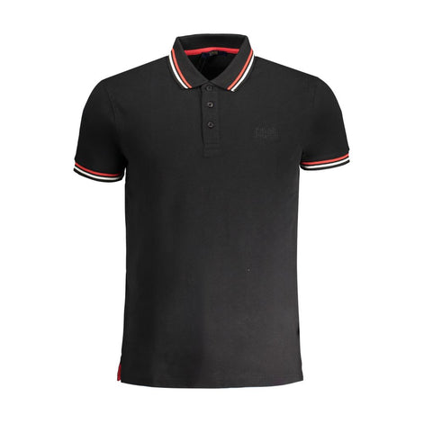 Cavalli Class Black Cotton Men Polo Shirt Cavalli Class