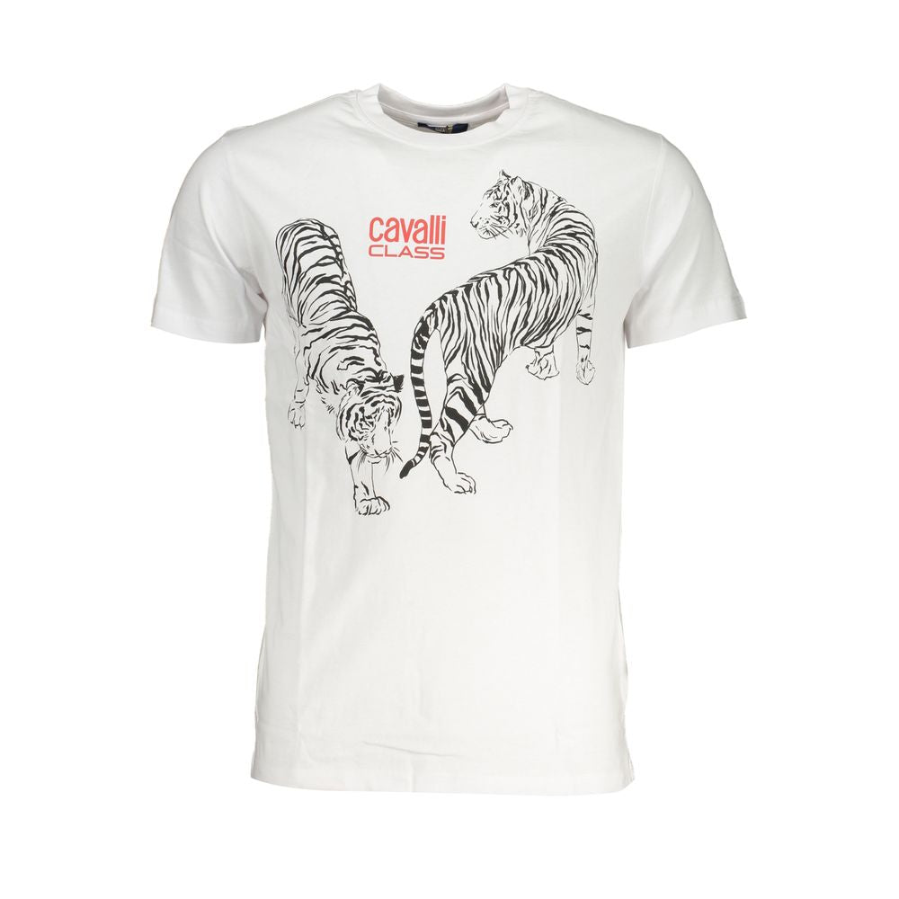 T-shirt homme Cavalli Class Bianco en coton