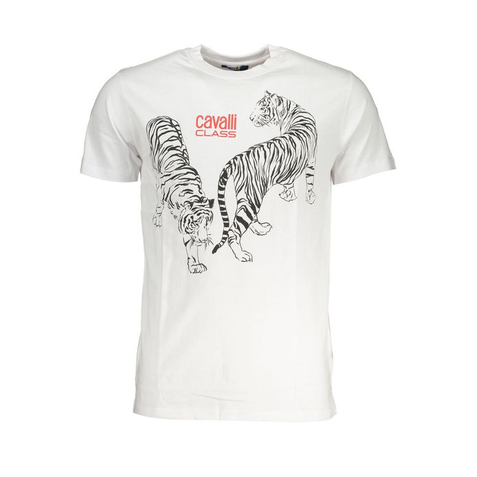 T-shirt homme Cavalli Class Bianco en coton