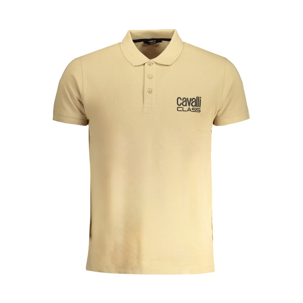 Cavalli Class Beige Cotton Men Polo-Shirt Cavalli Class