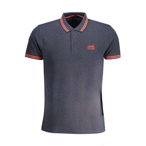 Cavalli Class Blue Cotton Men Polo Shirt Cavalli Class