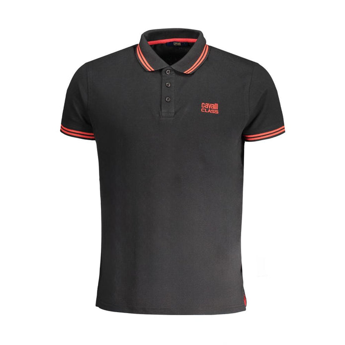 Cavalli Class Black Cotton Men Polo Shirt Cavalli Class