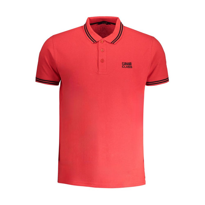 Cavalli Class Red Cotton Mens Polo Shirt Cavalli Class