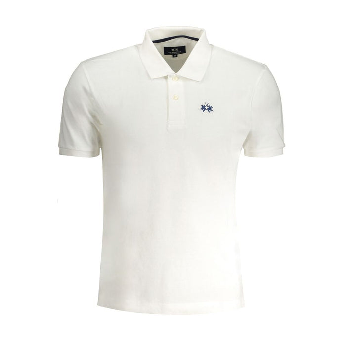 La Martina White Cotton Men Polo Shirt La Martina