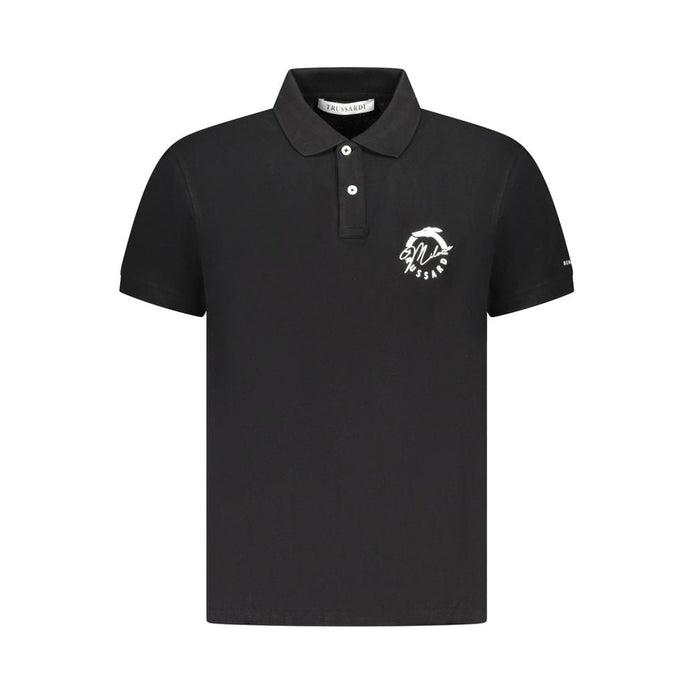Trussardi Black Cotton Men Polo Shirt Trussardi
