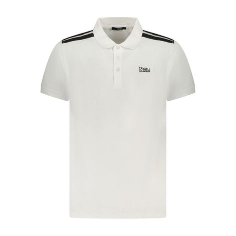 Cavalli Class White Cotton Men Polo Shirt Cavalli Class