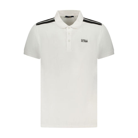 Cavalli Class White Cotton Men Polo Shirt Cavalli Class