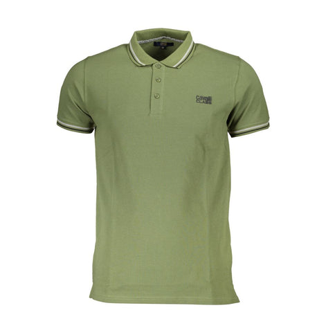 Cavalli Class Green Cotton Men Polo Shirt Cavalli Class