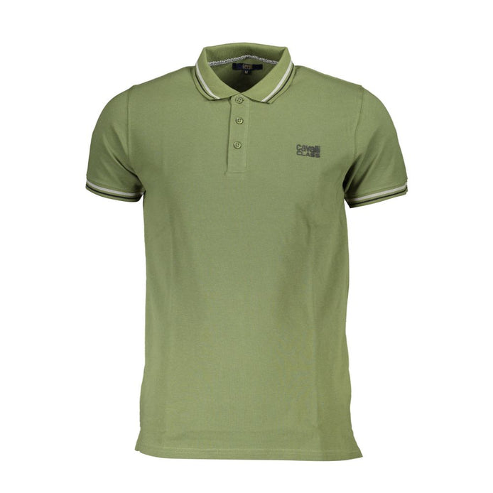 Cavalli Class Green Cotton Men Polo Shirt Cavalli Class