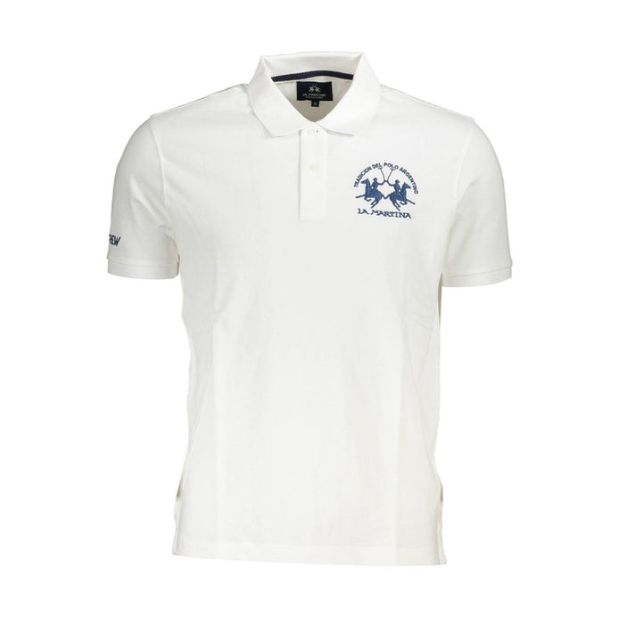 La Martina White Cotton Men Polo Shirt La Martina