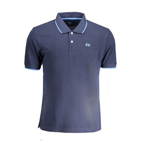 La Martina Blue Cotton Men Polo Shirt La Martina