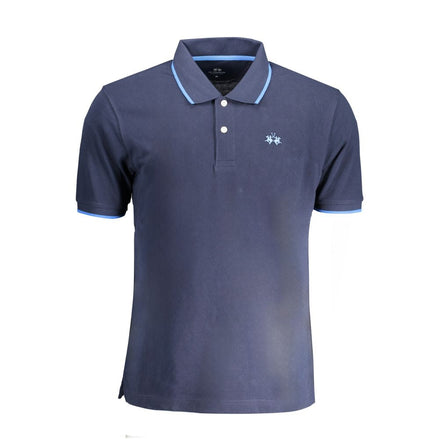 La Martina Blue Cotton Men Polo Shirt La Martina